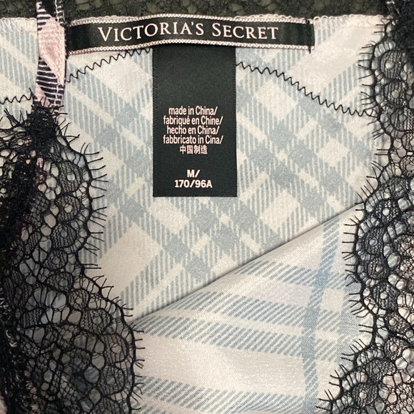 Victoria's Secret Pink Plaid  Sleepwear with Black Lace trim - Picture 3 of 5